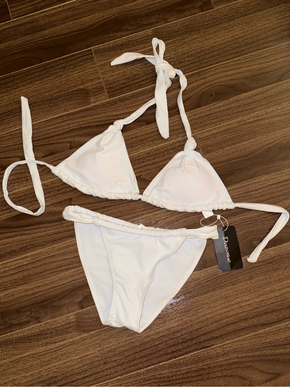 White Triangle Tie Bikini Set